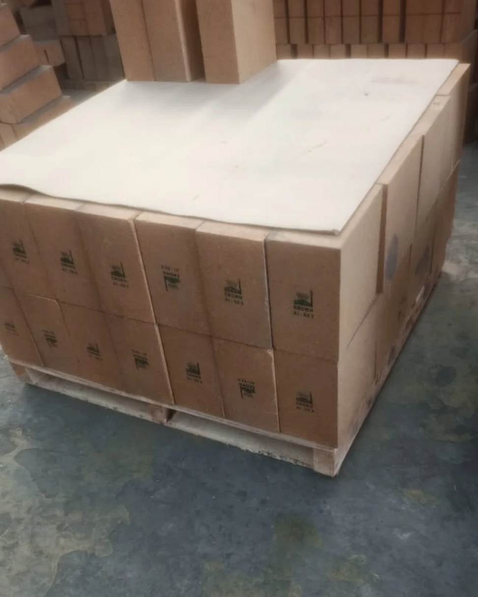 Pallet of Crown hearth blocks with a protective top sheet, ready for dispatch