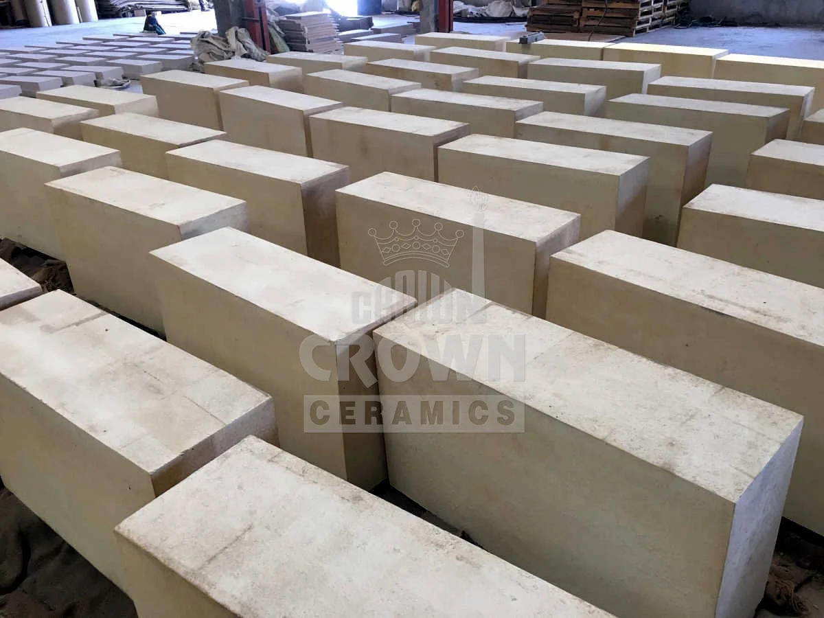 Precast pre-fired blocks laid out after firing